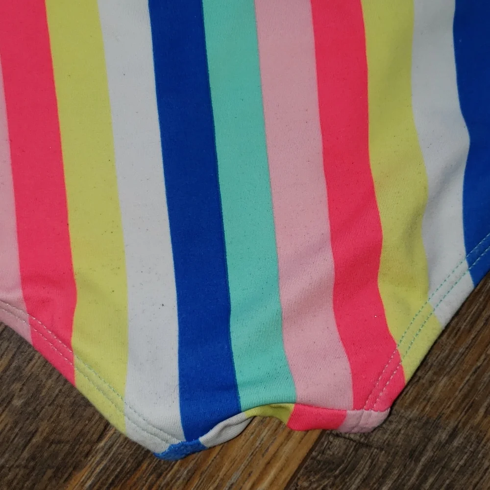 Justice Pink and Blue Striped Bikini Swimsuit, Size 8